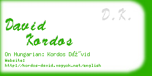 david kordos business card